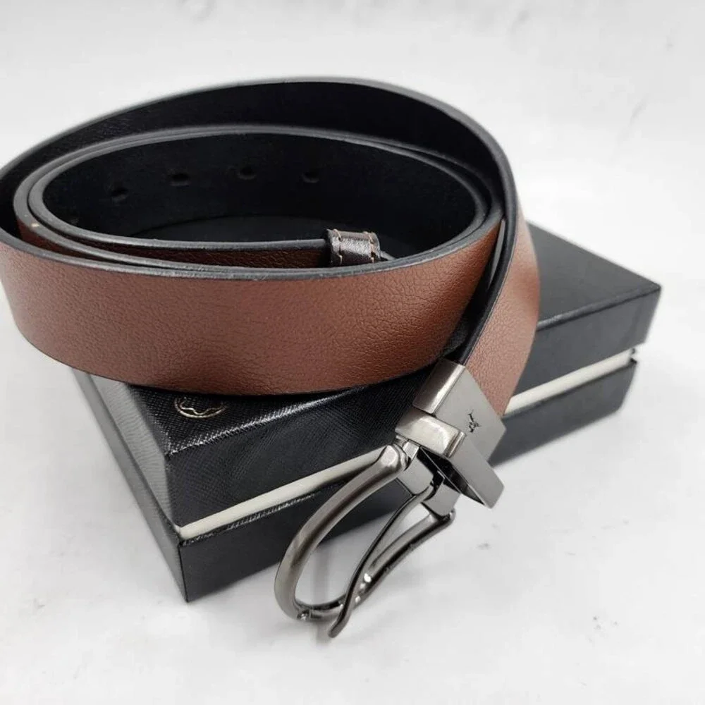 Tommy Bahama Reversible Pebbled Leather Belt Men's XL 42-44 Black/Brown